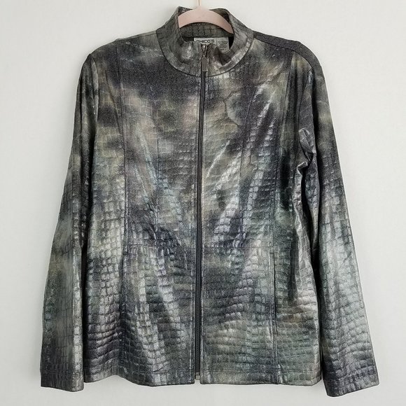 Chico's Jackets & Blazers - NWT Chico's Silver Tie Dye Glam Deliah Jacket 1